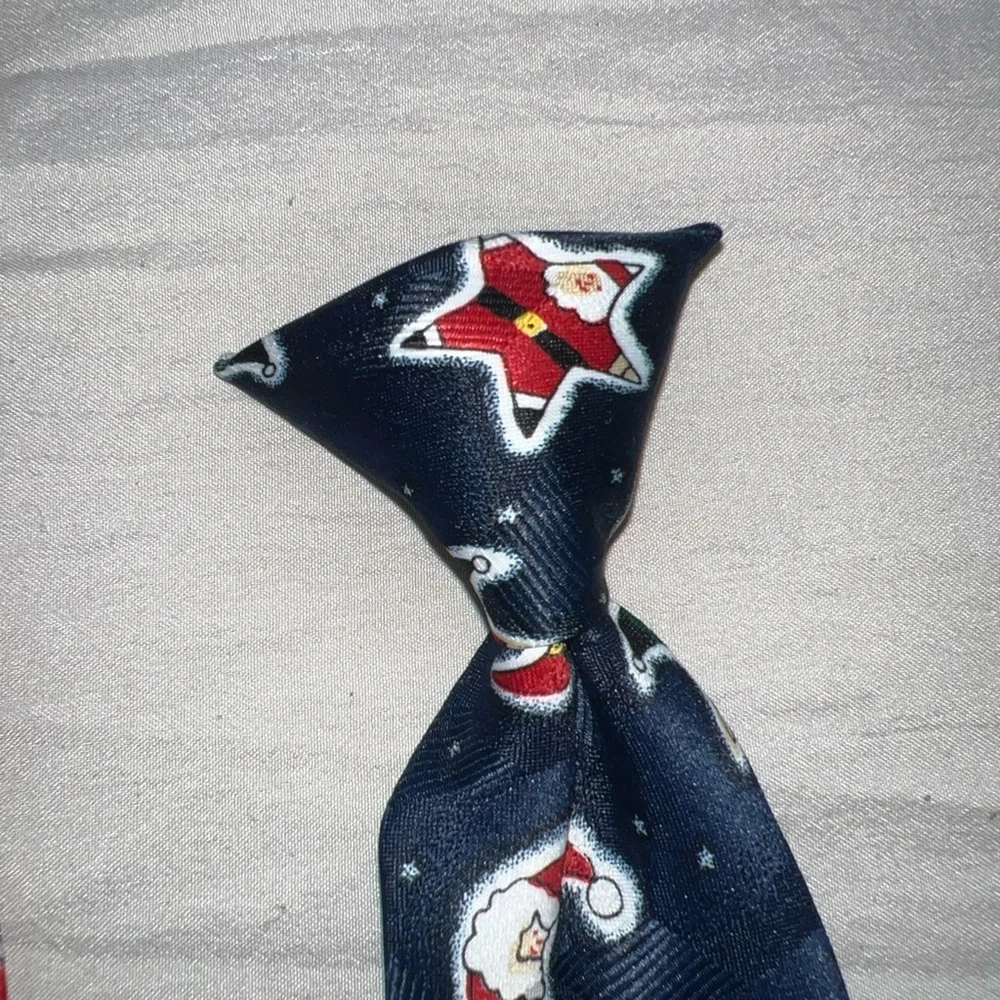 Club Room Boy's 100% Silk Blue And Red Christmas Clip On 11” Necktie Lot Of 2